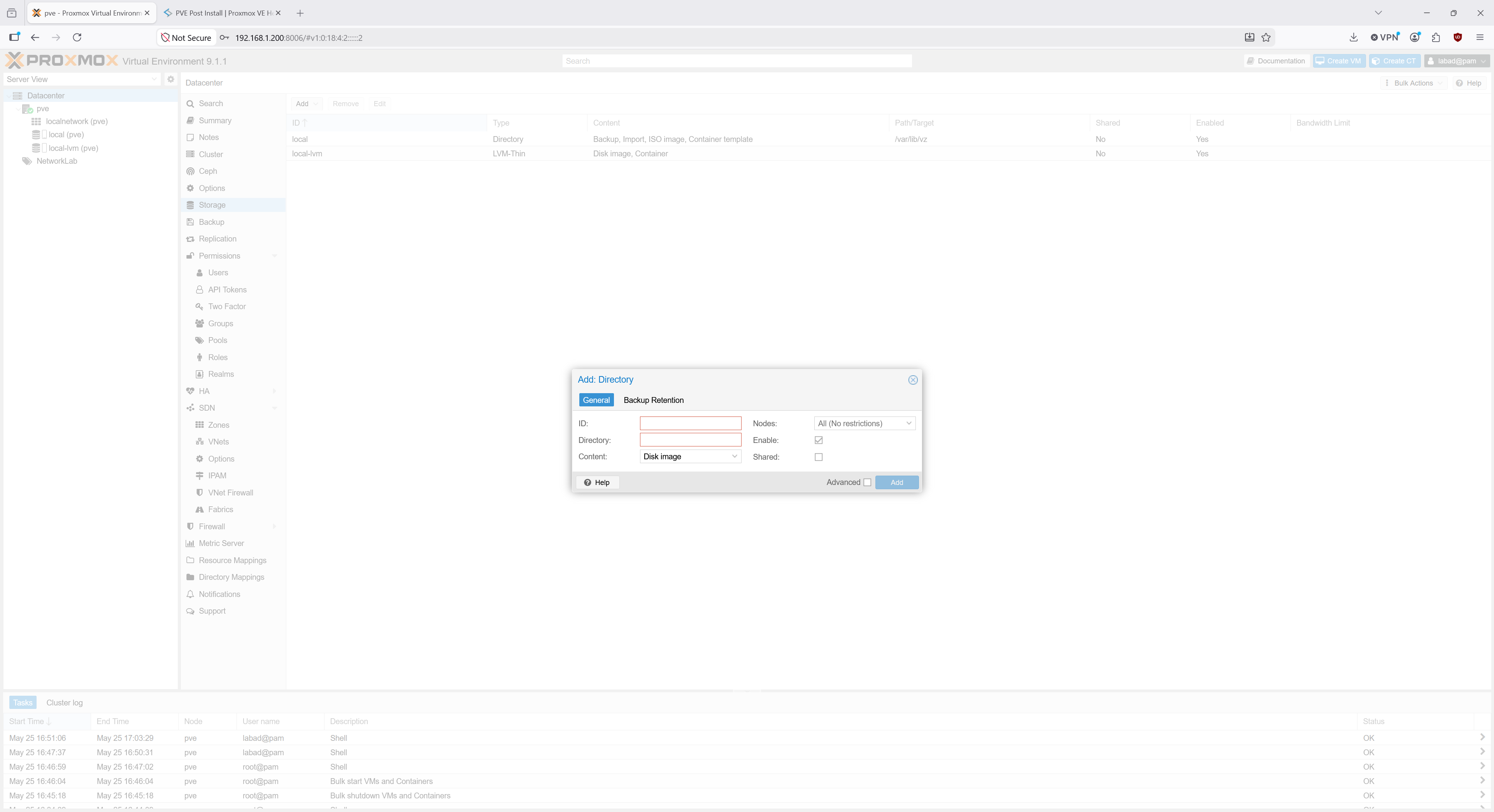 Backup directory creation